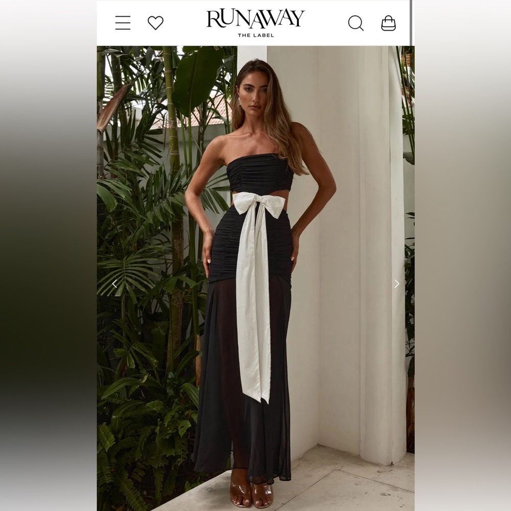 Runaway CECILIA MAXI DRESS - BLACK/WHITE size small